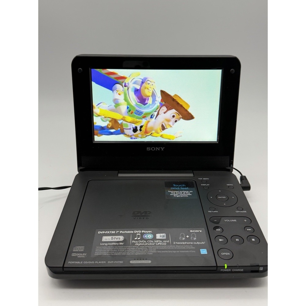 Sony DVP-FX730 7" Portable DVD CD Player Tested Working w/ AC Adapter